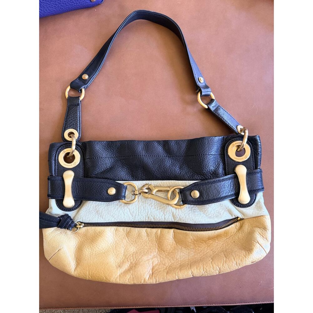 Y2k Vintage B. Makowsky Tri-Tone Leather Hobo Bag with Gold Hardware. Rare